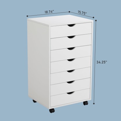 Cómoda EDX de 7 cajones: amplio armario de madera para organizar el dormitorio, el hogar y la oficina, color blanco