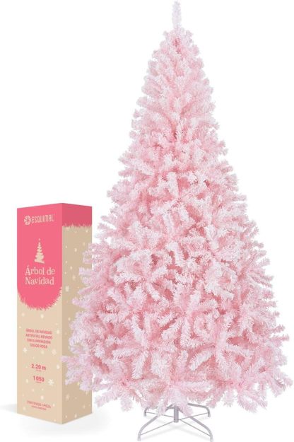 ESQUIMAL Árbol de Navidad Frondoso con Ramas Escarchadas, Pino Navideño (Rosa Nevado, 2.2 m)