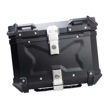 Baúl de motocicleta genérico, caja trasera, organizador de aluminio a prueba de golpes, caja para casco, baúl de almacenamiento de equipaje para 45L Plata