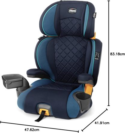 Chicco - KidFit Zip Air Plus 2 en 1 asiento elevador de posicionamiento para coche – Q Collection, negro/gris