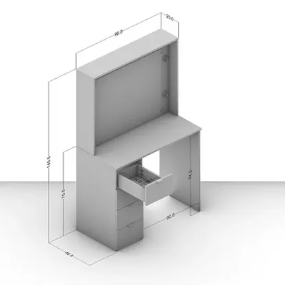 Tocador de Dormitorio de 4 Cajones con Almacenamiento y Espejo Moderno