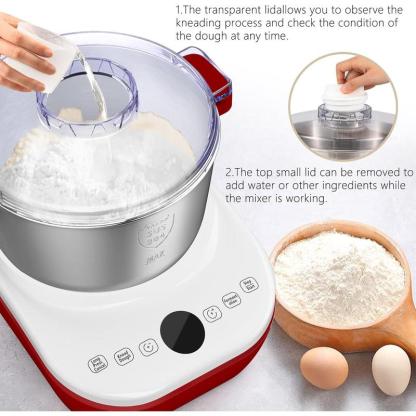 Amasadora eléctrica DoughChief de 7 litros con función de fermentación, amasadora con bol de acero inoxidable 304, control por microprocesador, panel táctil frontal y fácil de limpiar, ideal para pan y pizza.