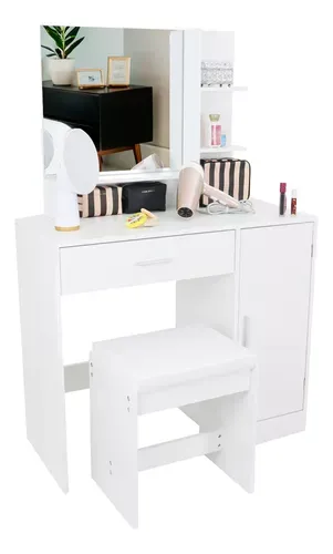 Tocador Vanity Blanco Multifuncional Con Espejo Y Cajón