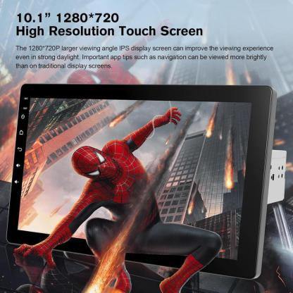 Autorradio Haudio 2026 de 10,1" con pantalla táctil giratoria, formato DIN simple: Android 13, CarPlay/Android Auto inalámbrico, procesador de 4 núcleos, 2 GB + 32 GB, navegación GPS, sonido Hi-Fi, Bluetooth 4.2, cámara de visión trasera AHD (montaje vert