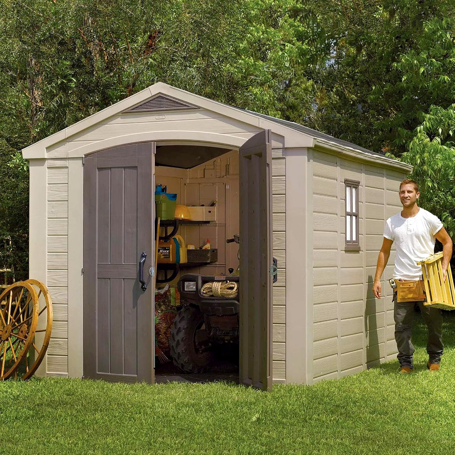 Keter Cobertizo de Almacenamiento para Jardin y Exteriores, Beige, Factor 8x11