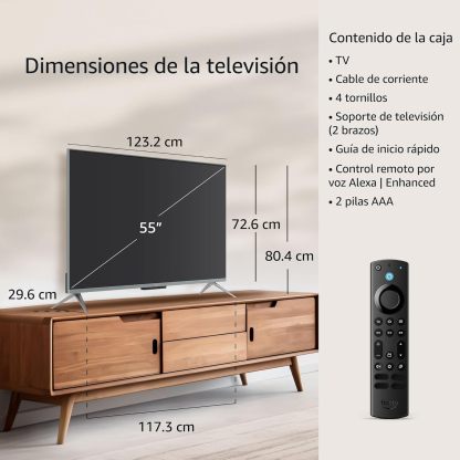Televisión inteligente Amazon Fire TV Serie Omni QLED de 55" en 4K UHD con Dolby Vision IQ, atenuación local y control por voz con Alexa