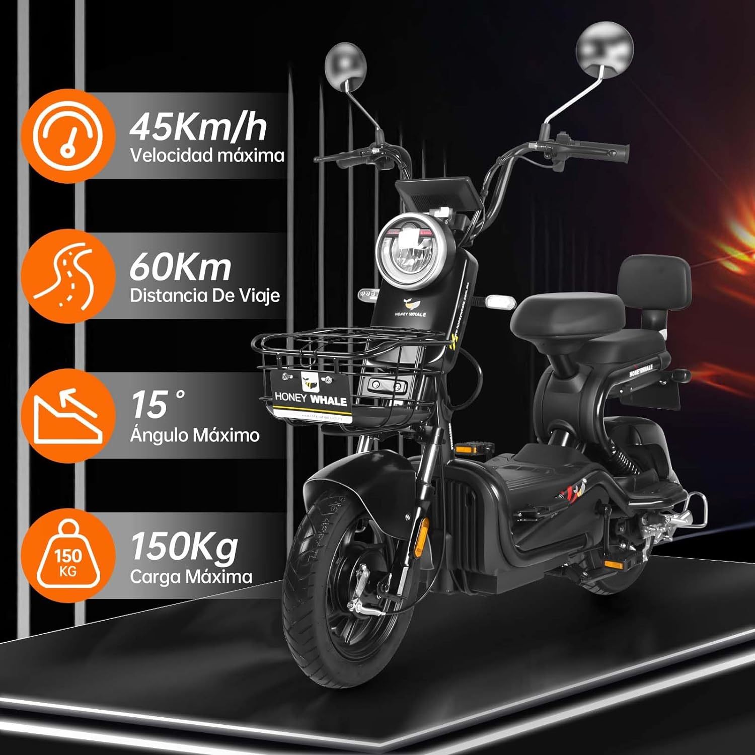 HONEYWHALE KC-Cool Bicicleta Electrica para Adultos, Bicimoto Eléctrica con Alarma, Máxima del Motor 700W, Velocidad Máxima 45KM/H, Autonomía 55-60KM, Baterías de Gran Capacidad 20AH