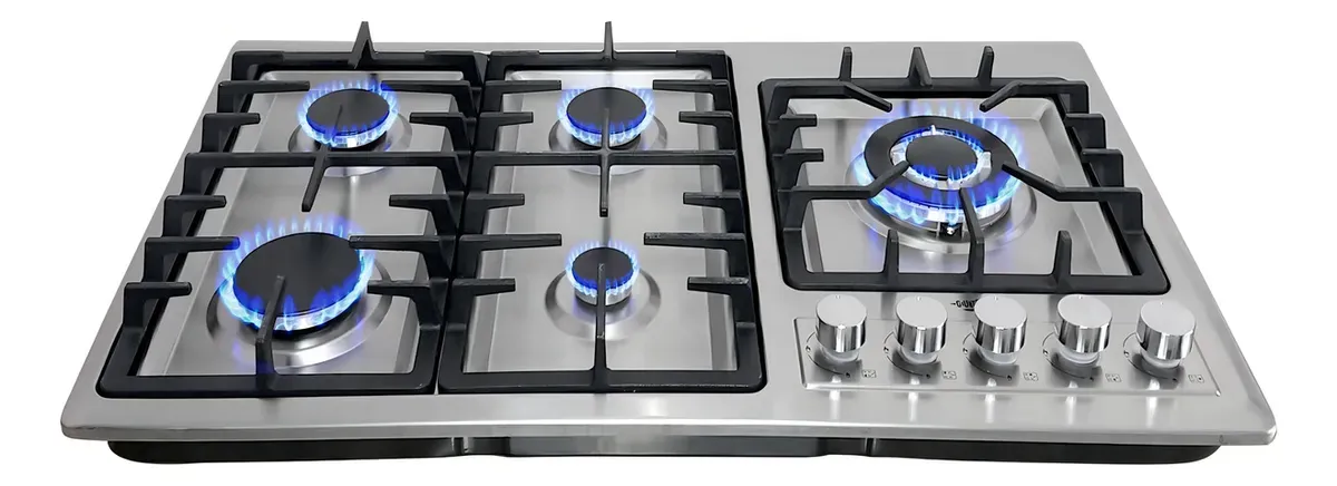 Parrilla Estufa con alimentación a gas - Gutstark mkz-parrillain5 color plata/negro - 5 hornallas