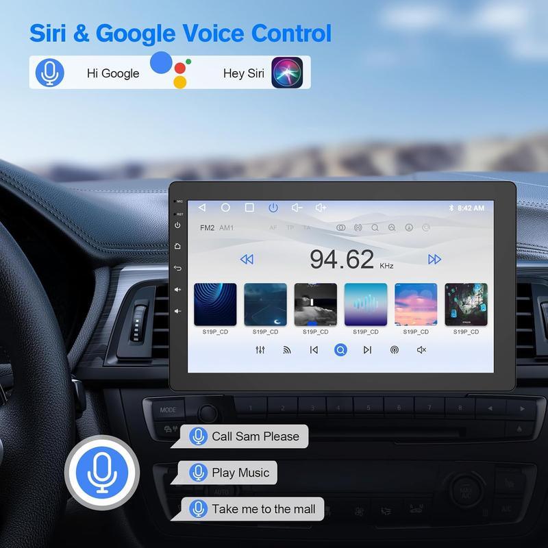 Autorradio Haudio 2026 de 10,1" con pantalla táctil giratoria, formato DIN simple: Android 13, CarPlay/Android Auto inalámbrico, procesador de 4 núcleos, 2 GB + 32 GB, navegación GPS, sonido Hi-Fi, Bluetooth 4.2, cámara de visión trasera AHD (montaje vert