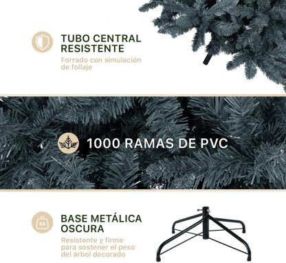 ESQUIMAL Árbol de Navidad Frondoso Pino Navideño Plegable, Cedro del Himalaya (Verde, 2.2 m)