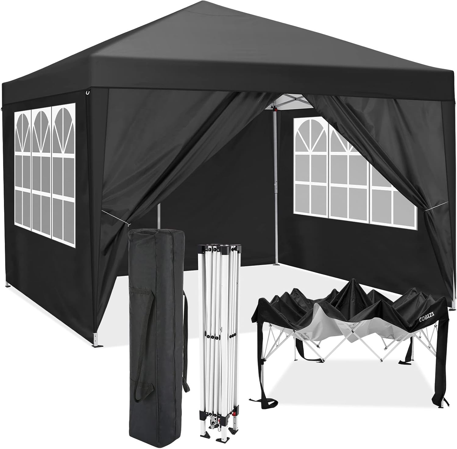 COBIZI - Toldo desplegable de 10 x 20 Pulgadas con 6 Paredes Laterales, toldo Impermeable para Eventos al Aire última intervensión, UPF 50+ cenador portátil para Fiestas, Playa, Camping, Boda,
