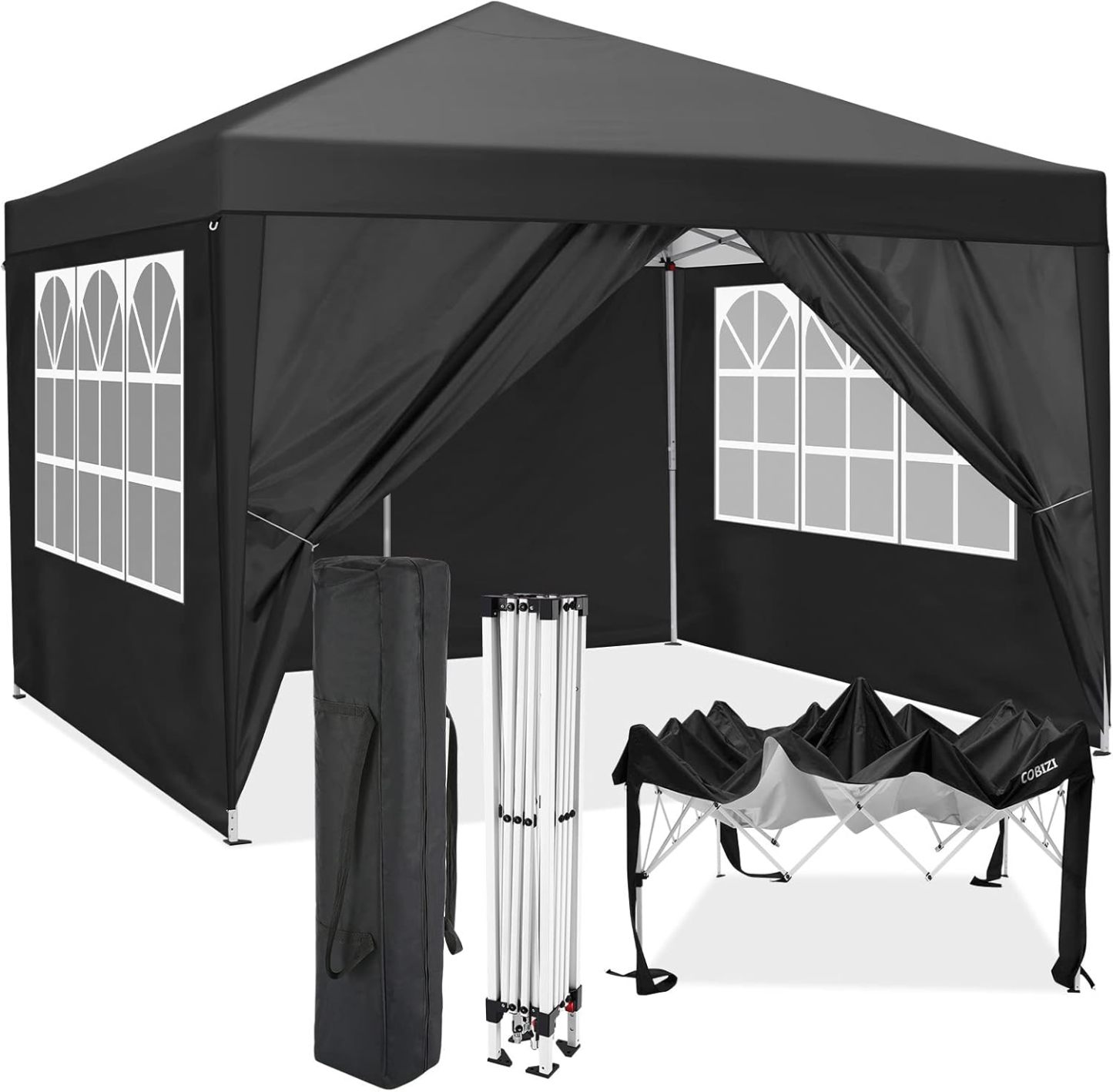 COBIZI - Toldo desplegable de 10 x 20 Pulgadas con 6 Paredes Laterales, toldo Impermeable para Eventos al Aire última intervensión, UPF 50+ cenador portátil para Fiestas, Playa, Camping, Boda,