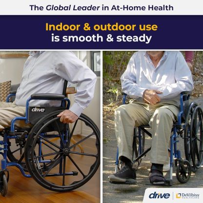 Drive Medical BLS20FBD-ELR Blue Streak Wheelchair with Flip Back Desk Arms and Elevating Leg Rests, Blue