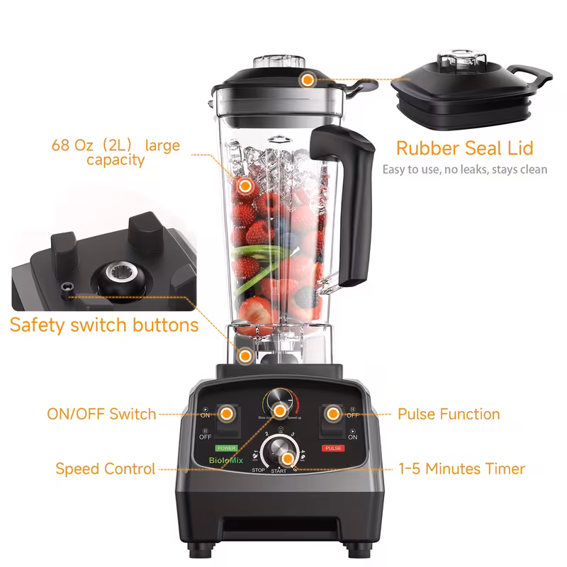 licuadora   2200w   velocidad, licuadora rompe paredes con temporizador automático, velocidad variable, jarra de 2l Detalles del producto 2