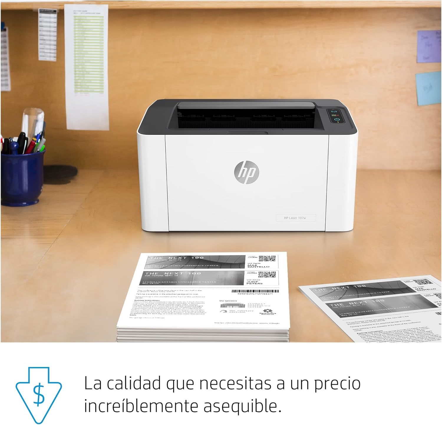 HP Impresora Laser 107w, Láser, Impresión en Negro, Wi-Fi, USB, Impresión y escanéo desde HP Smart App, Apple Air Print, Bandeja de 150 hojas, Pantalla LED (4ZB78A)