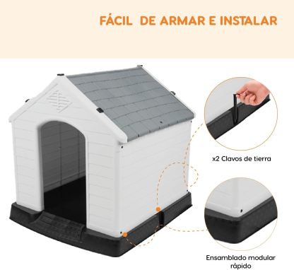 POLI PETS Casa de plástico para Perros, casa Duradera para Perros pequeños, medianos y Grandes, con Suelo Elevado y Rejillas de ventilación, ventila, fácil de Limpiar y Montar Dog Kennel