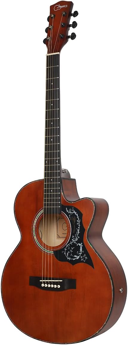 Kit de guitarra eléctrica acústica de 39 pulgadas con ecualizador de 4 bandas con estuche, juego de cuerdas, capo, paño de limpieza, afinador, púas, correa para el hombro y cable (Black)
