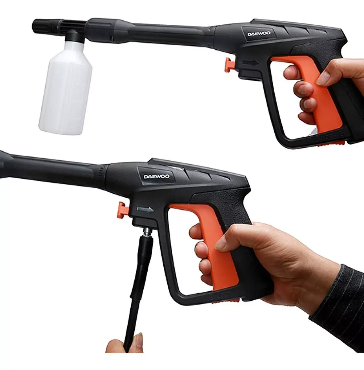 Hidrolavadora Alta Presión Daewoo Accesorios 1400w 1520 Psi Color Negro con Naranja