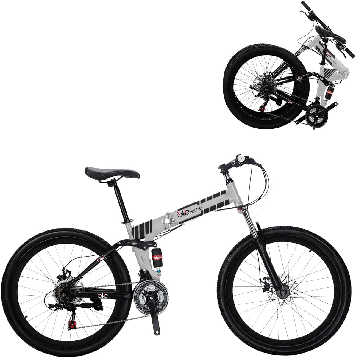 Bicicleta Montaña Plegable Bike Teche Frenos Tipo Shimano 21v Rodada 26