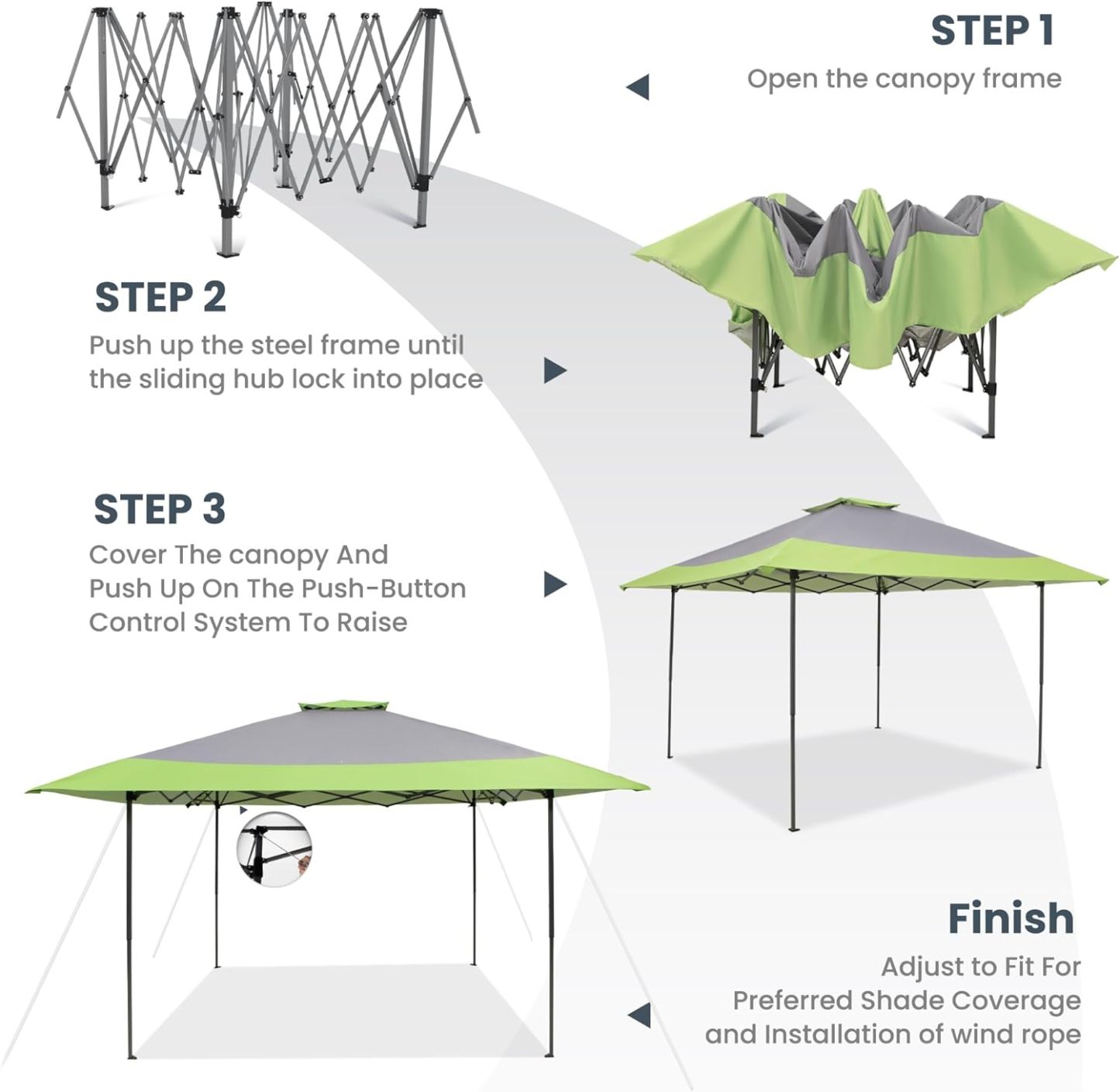 PHI VILLA - Toldo parasol con bloqueo UV de 4 x 4 m con kits de herramientas, pantalla de cenador para patio al aire libre, eventos de jardín, marrón