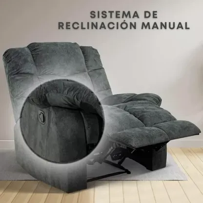 Sillón Reposet Reclinable De Tela Manual Moderno Ethan