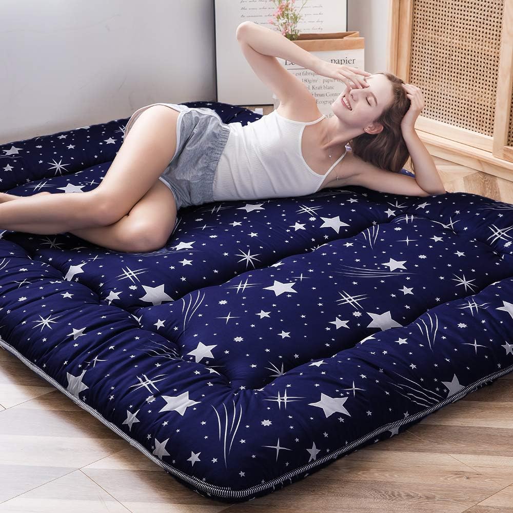 MAXYOYO - Puf plegable para sofá, cama, colchón de piso para adultos, extra grueso, 6 pliegues, sofá para recámara, sala de estar, beige, 135 x 240 cm