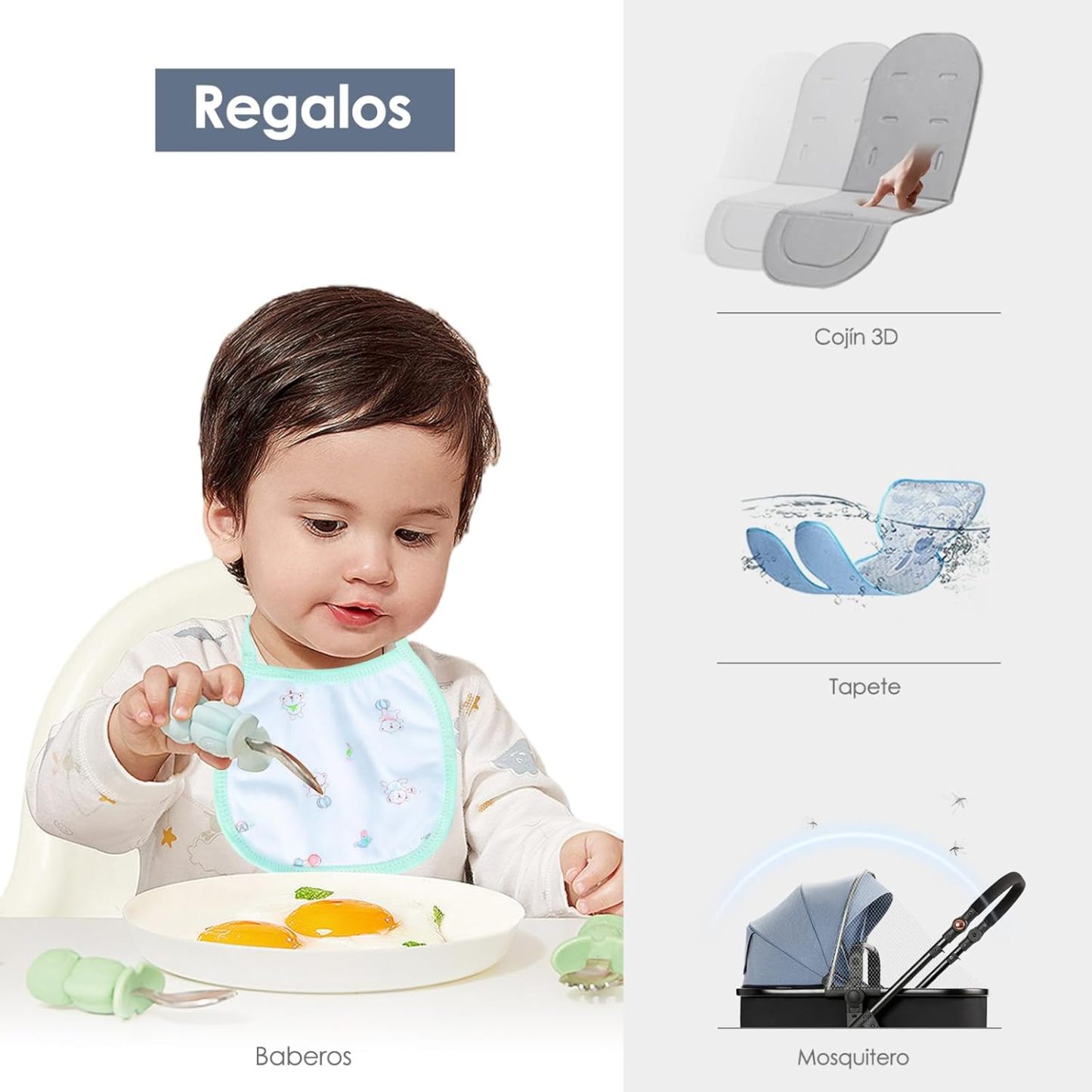 VANGUA Carriola para Bebé con Diseño de Amplia Vista, Llantas de Caucho a Prueba de Explosiones, Sistema de Amortiguadores Atenuantes, Asiento con Dirección Ajustable, Reclinable Multi Posición, Toldo Protector Solar, Ventana de Ventilación, Estructura