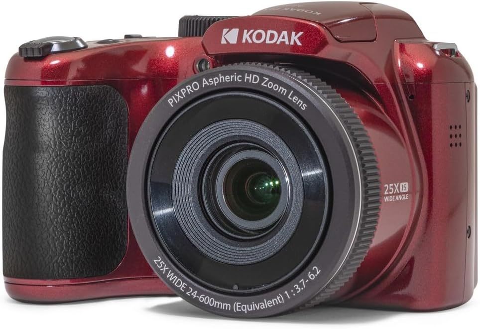 KODAK PIXPRO AZ255-RD Cámara Digital de 16 MP, Zoom óptico de 25 x 24 mm, Lente Gran Angular, estabilización óptica de Imagen, 1080P, Full HD, Video, cámara de vlogging LCD de 3 Pulgadas (Rojo)