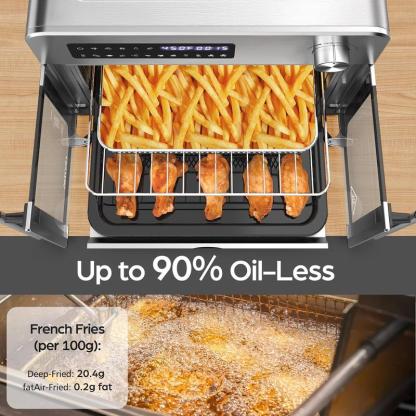 Combo de Freidora de Aire y Horno Tostador OSTBA con Puertas Francesas — Incluye 102 Recetas y 7 Accesorios. Freidora de Aire y Horno de Convección de Sobremesa Extra Grande 10 en 1: 95% Menos Aceite, Cocción Rápida y Crujiente, Fácil de Limpiar.