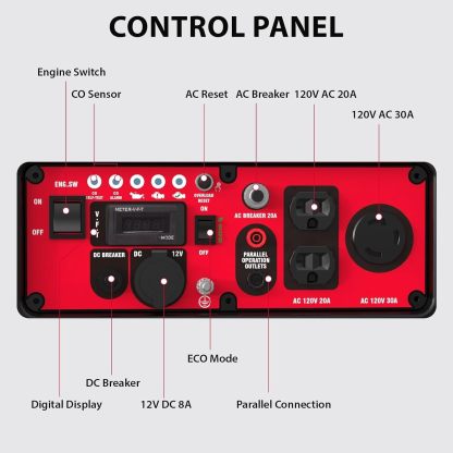 AMERISUN Generador portátil de 4500 W con tecnología inversor, generador de gas para uso doméstico, CO Protect (AL5040C)