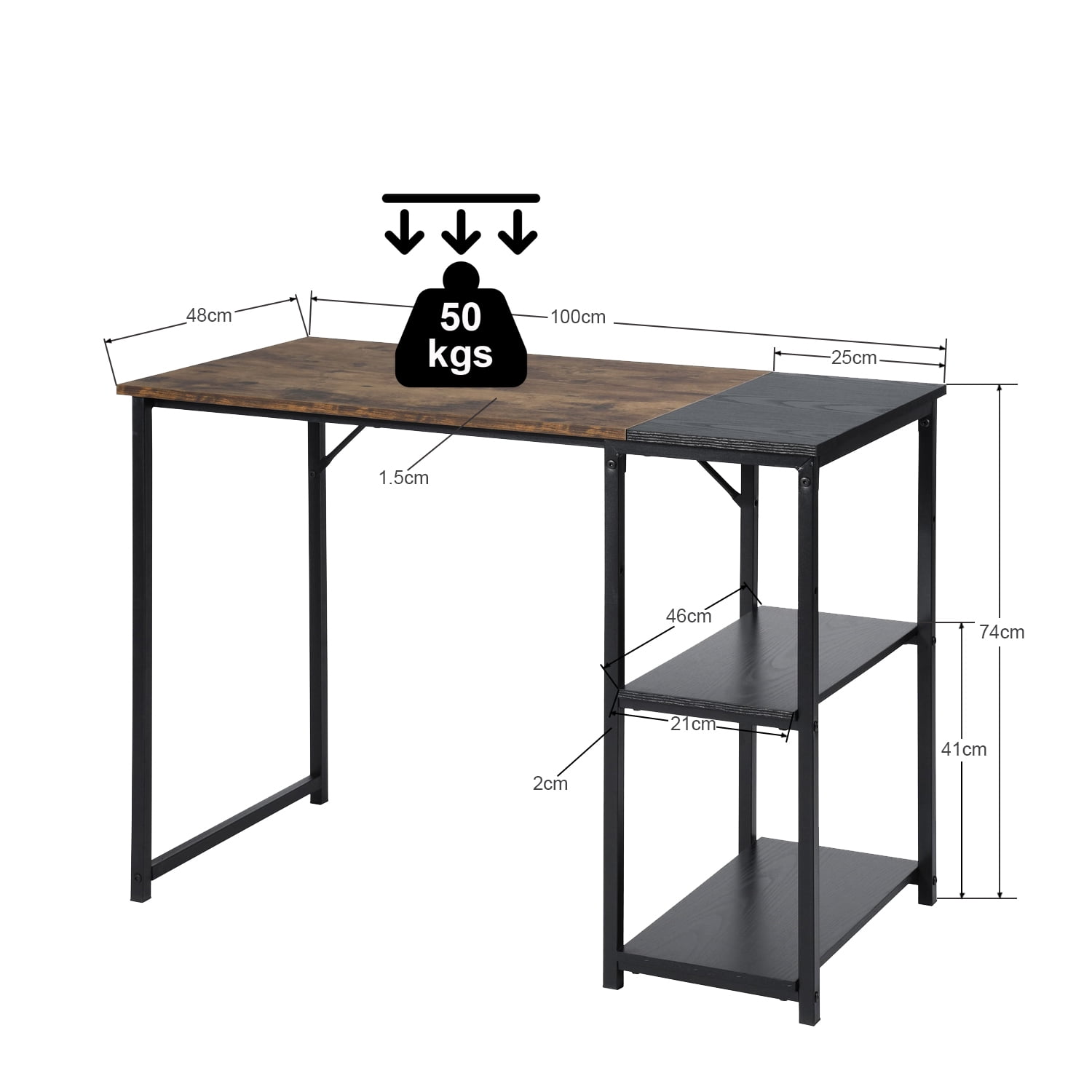 Escritorio Grande 140cm Color Madera con Negro,con Bolsa de Almacenamiento