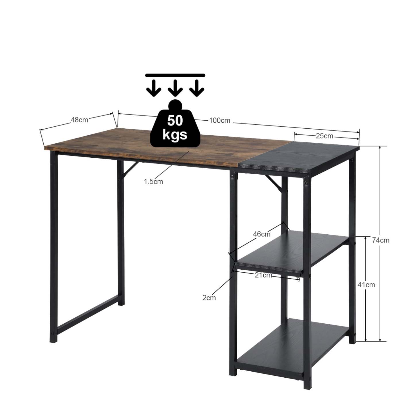 Escritorio Grande 140cm Color Madera con Negro,con Bolsa de Almacenamiento