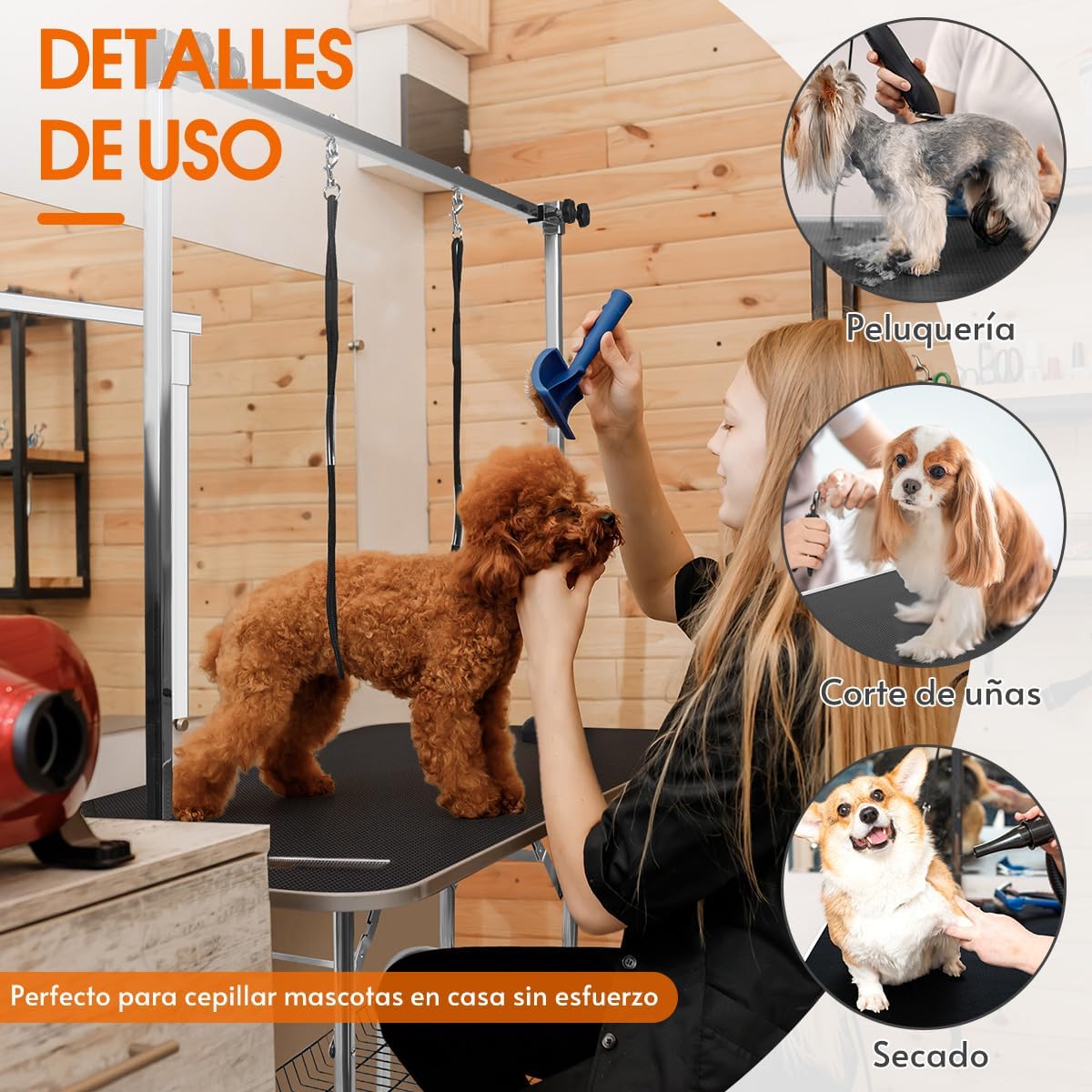 Mesa Estetica Canina, Mesa de Aseo Plegable para Mascotas en Casa, Mesa de Aseo para Perros de 36 Pulgadas, Mesa de Aseo Profesional para Mascotas