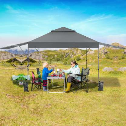 Costway 3x3m Pabellón Emergente Instantáneo Plegable para Exterior con Dos Mitades de Toldo Carpa Portátil Ajustable en Altura para Camping