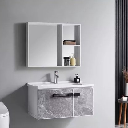 Vanitorio Lavamanos Con Griferia Y Mueble Espejo Blanco 60 cm T-1060