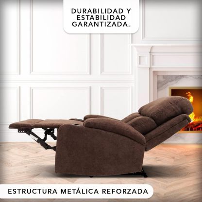 Sillon Reclinable para Adultos Individual - Brady - con Sistema Manual - Reposet de Tela - Varios Colores (Gris).