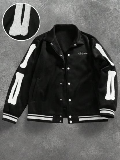 Mens Varsity Jacket Baseball Bomber Jacket Vintage Streetwear Coats with Patchwork Hipster Utility Fleece Tops