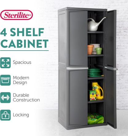 STERILITE 01423 V01 4 estantes Gabinete Plano, Gris, 1-Pack
