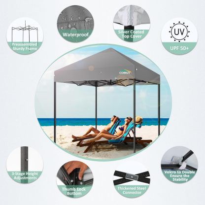 COBIZI - Toldo desplegable de 10 x 20 Pulgadas con 6 Paredes Laterales, toldo Impermeable para Eventos al Aire última intervensión, UPF 50+ cenador portátil para Fiestas, Playa, Camping, Boda,