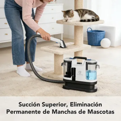 Aspiradora Lava Alfombra Tapicería De Inyección Succión 600w 18000pa, Máquina De Limpieza De Telas Para Sofá, Alfombra, Cortina Y Cama, Cepillo Profundo, Doble Tanque De Agua Blanco