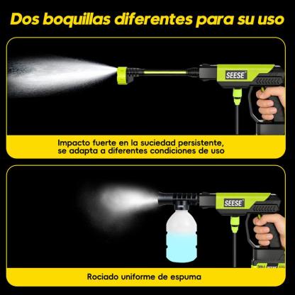 SEESE Hidrolavadora Inalámbrica 21V Portátil De Alta Presión Con Batería Recargable Para Lavar Autos Jardín Hogar, ideal como regalo festivo.