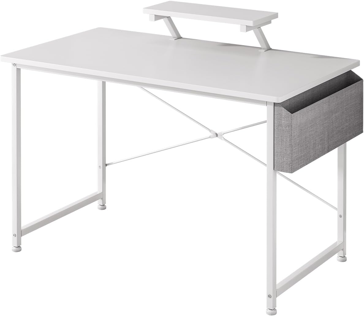Escritorio Pequeño para Computadora Moderno, Tocador Furniture con Bolsa de Almacenamiento, Viene con Soporte de Escritorio 110 X 50 X 75 CM (Blanco)