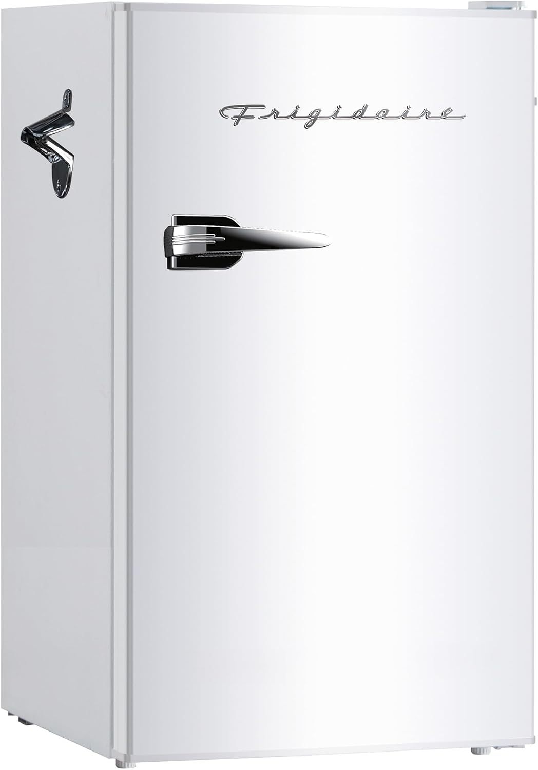 ❄️ Refrigerador compacto retro Frigidaire con enfriador, refrigerador de mostrador de 3.2 pies cúbicos con abridor de botellas incorporado, ideal para oficina, dormitorio, residencia estudiantil o cabaña