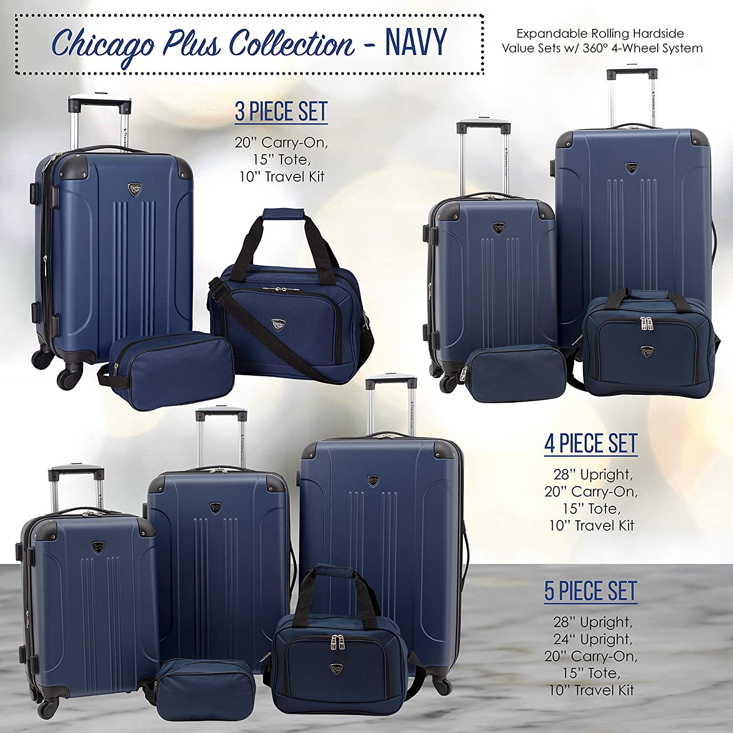 Equipaje giratorio extensible duro de Travelers Club Chicago-----Máscara para ojos