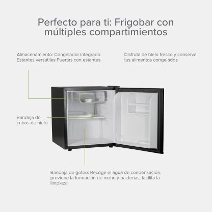 AVERA Frigobar 45L con Llave | Mini Refrigerador con Congelador, Puerta Reversible y Control de Temperatura 0°C-10°C | Ideal para Oficina, Cuarto o Minibar | FB46L
