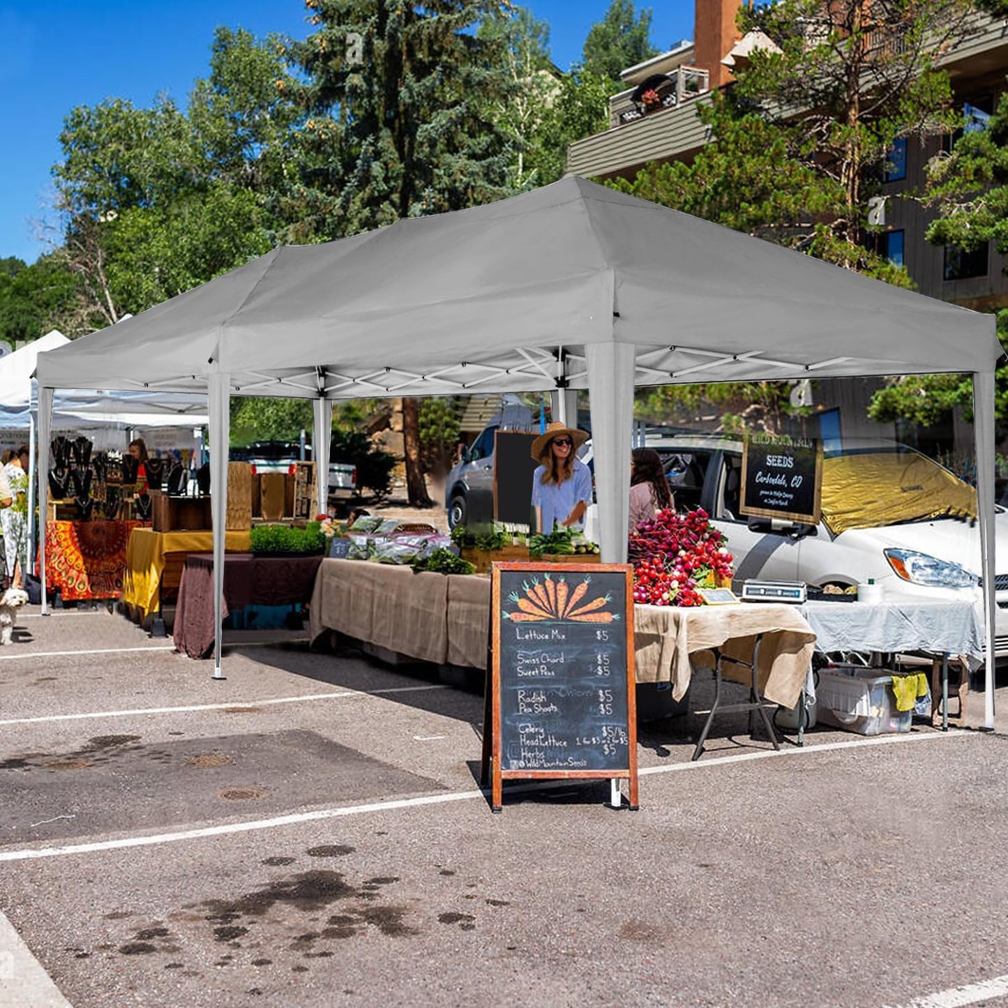 COBIZI - Toldo desplegable de 10 x 20 Pulgadas con 6 Paredes Laterales, toldo Impermeable para Eventos al Aire última intervensión, UPF 50+ cenador portátil para Fiestas, Playa, Camping, Boda,