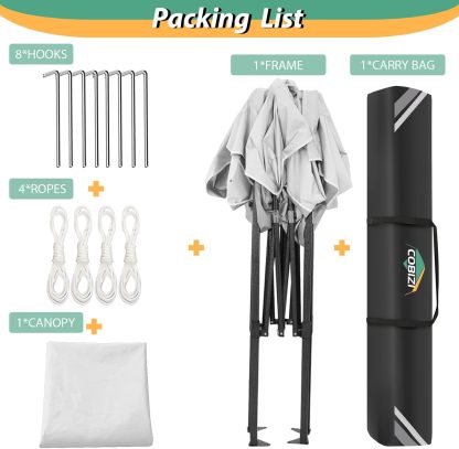 COBIZI - Toldo desplegable de 10 x 20 Pulgadas con 6 Paredes Laterales, toldo Impermeable para Eventos al Aire última intervensión, UPF 50+ cenador portátil para Fiestas, Playa, Camping, Boda,
