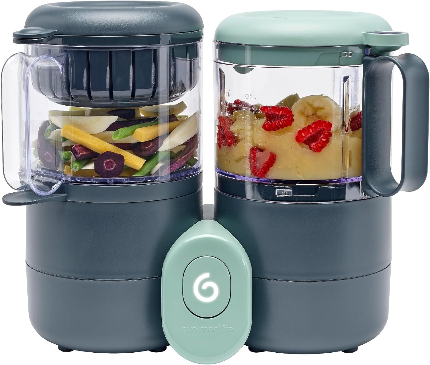 Babymoov Duo Meal 6 en 1: Procesador de Alimentos para Bebés con Vaporizador y Licuadora de Velocidades Múltiples, Calienta y Descongela (Aprobado por Nutricionistas), Gris