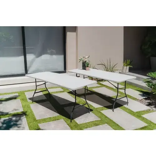 Set 2 Mesas Plegables Blancas 180 cm Portátiles