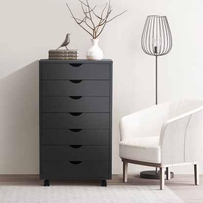 Cómoda EDX de 7 cajones: amplio armario de madera para organizar el dormitorio, el hogar y la oficina, color blanco